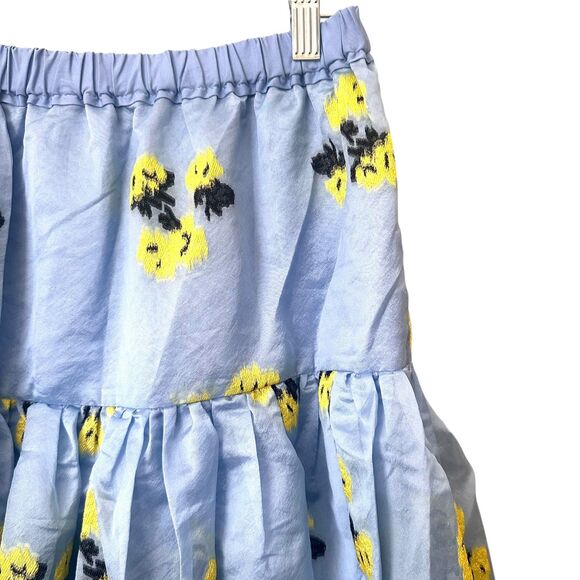 TANYA TAYLOR Lara Floral Midi A-Line Skirt Blue/Yellow NWT‎ Small - Picture 5 of 6